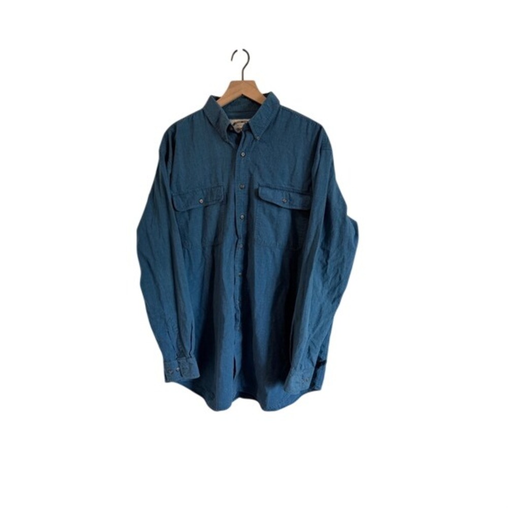 Newport Blue Mens XLT Blue Cotton Textured Button Down Shirt Crewed Charters